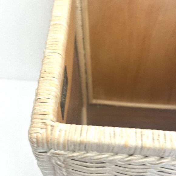 Pier 1 Rattan Waste Basket 11.5" White Wash Jamaica Collection Wicker Trash Can - Picture 10 of 16